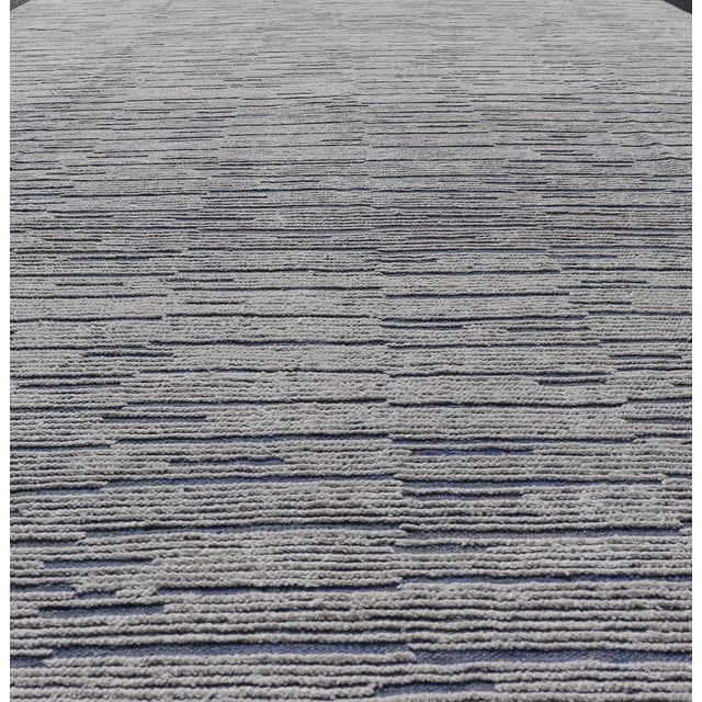 Shabby Chic Keivan Woven Arts Large Modern Moroccan Rug in Minimalist Design 9'10 X 14'1 For Sale - Image 3 of 12