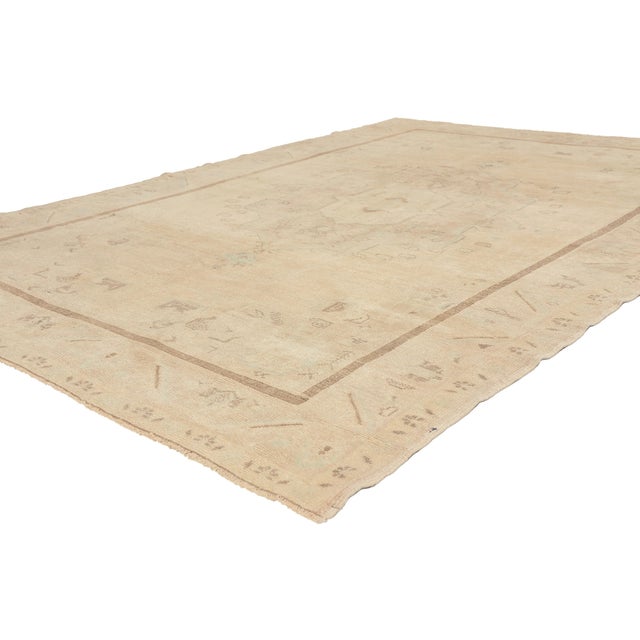 52960 Vintage Turkish Oushak Rug, 06'00 x 08'06. The Silent Heirloom: A Vintage Turkish Oushak Masterpiece of Poised...