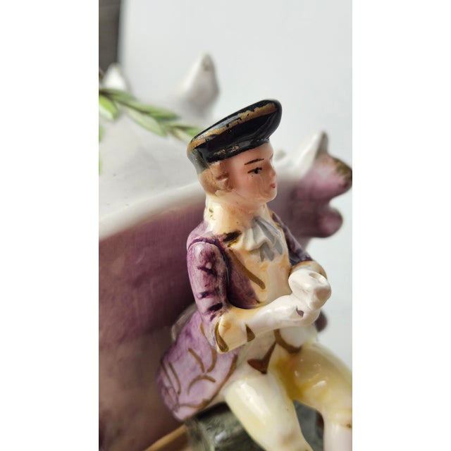 Ceramic Vintage Italian Capodimonte Style Porcelain Cinderella Carriage With Four Horses For Sale - Image 7 of 13