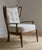 Pair of 1940s/50s oak and upholstered armchairs, France. These unique French lounge chairs have been newly reupholstered...