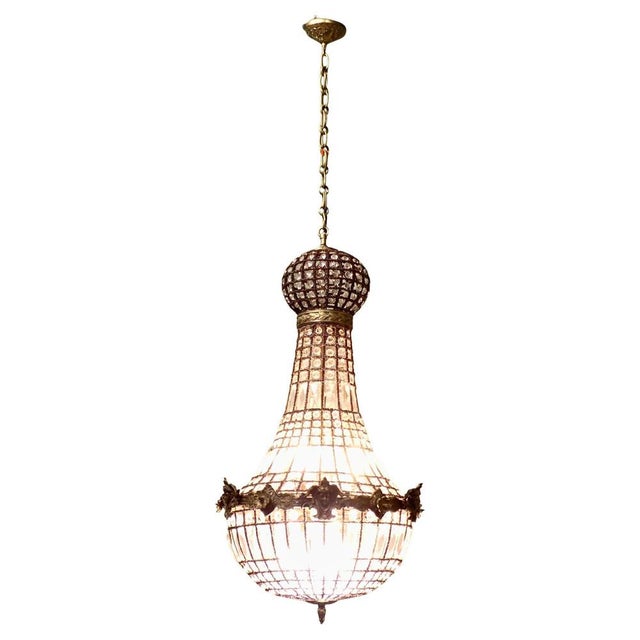 Gold Large French Empire Style Balloon Chandelier, 1920s For Sale - Image 8 of 8