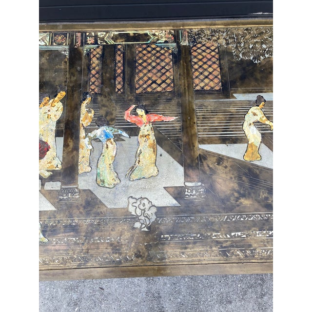 An exceedingly rare Chin Ying etched bronze and Pewter coffee table by renowned mid-20th century designer icons, father...