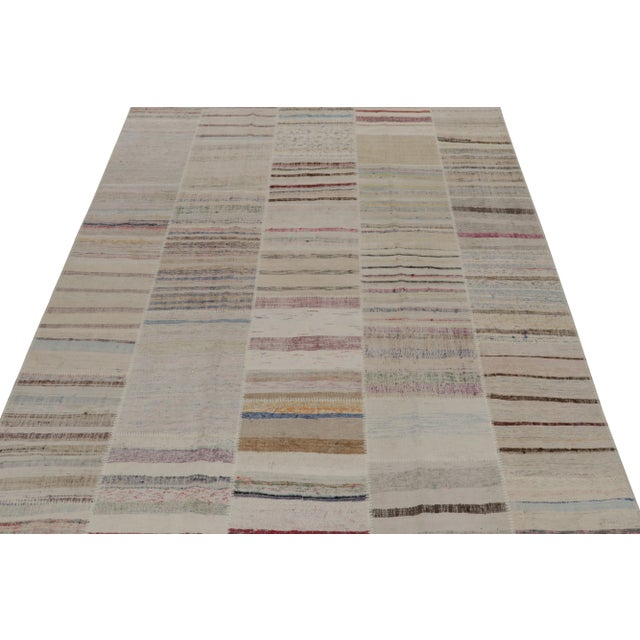 Contemporary Rug & Kilim’s Patchwork Kilim Rug in Polychromatic Stripes For Sale - Image 3 of 8