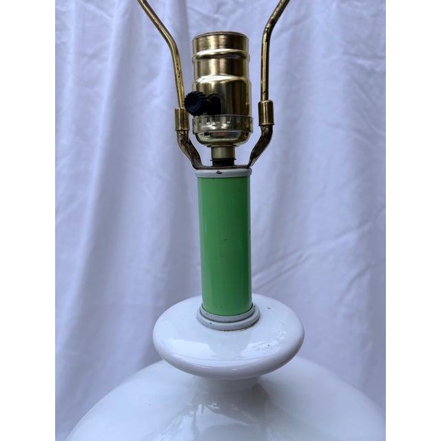 Mid 20th Century Two-Tone White and Green Globe Table Lamps, a Pair For Sale - Image 9 of 10