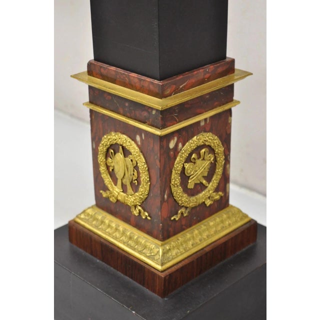 Late 19th Century French Empire Tall Bronze & Marble Lighted Candelabra Torchiere Floor Lamps - a Pair For Sale - Image 16 of 18
