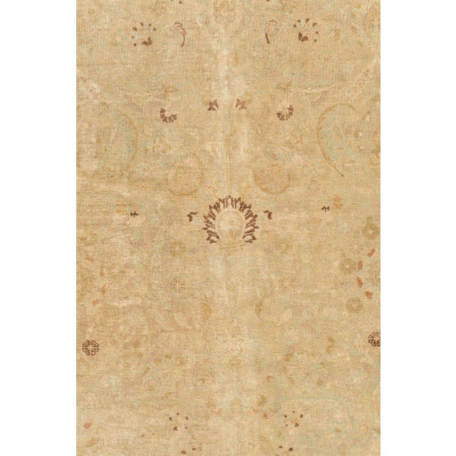 Antique Circa 1920 Tan Meshad Hand Knotted Rug 9'11 X 13'2 For Sale - Image 9 of 12