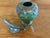 Vintage Signed "RYON" Large Studio Art Raku Lidded Vessel with Ceramic Branch-like Handle This stunning vintage signed...