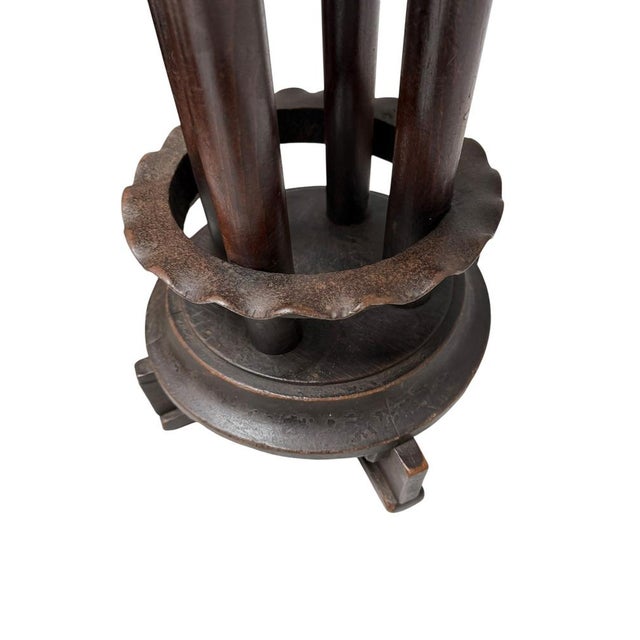 Vintage Art Deco Amsterdamse School Stools with Leather Tops, 1920s, Set of 6 For Sale - Image 11 of 14