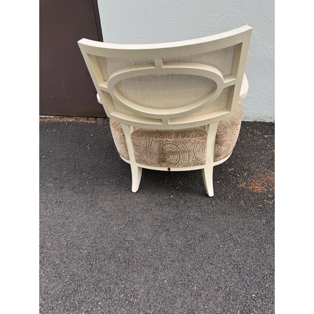 Textile 1990s Barbara Barry for Henredon Cane Back Side Chair With Barbara Barry for Kravet Couture Velvet Seat For Sale - Image 7 of 12