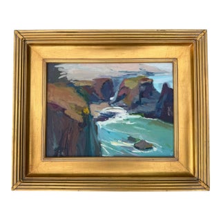 Jeanette Le Grue California Coastal Impressionist Oil Painting in Gilt Frame For Sale