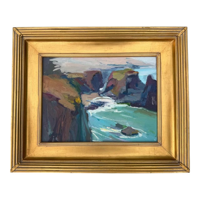 Jeanette Le Grue California Coastal Impressionist Oil Painting in Gilt Frame For Sale