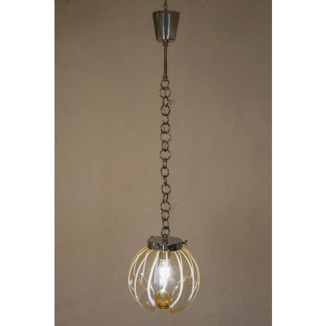 Glass Pendant Light With Murano Blown Glass Globe, Italy For Sale - Image 7 of 11