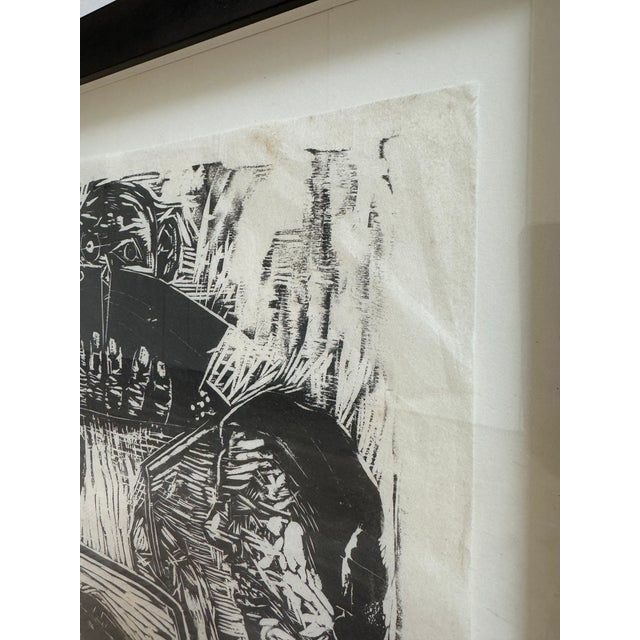 Paper Vintage Abstract Figures Original Woodcut Print For Sale - Image 7 of 12