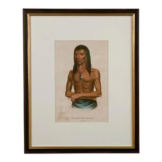 "Wa-Bish-Kee-Pe-Nas, a Chippewa" McKenney & Hall Engraving of a Native American, 19th Century For Sale