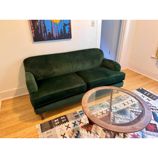 Velvet sofa hand made entirely in the UK by a Welsh brand called Sofa Sofa. Model is “Agatha” in the colour Opulence...