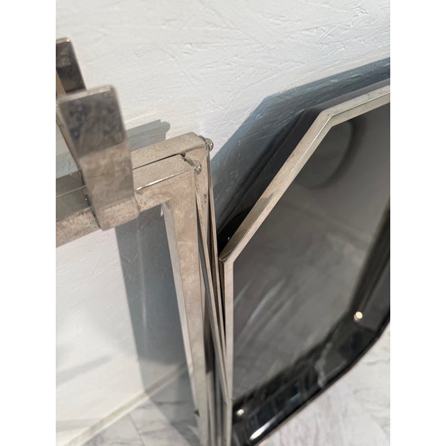 Black Folding Tray Table in Smoked Glass & Chrome, 1970s Italy For Sale - Image 8 of 10