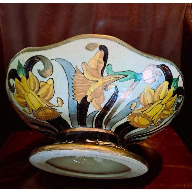Ceramic Italian Gilded Majolica Tazza by G. Fieravino, 1960s For Sale - Image 7 of 13