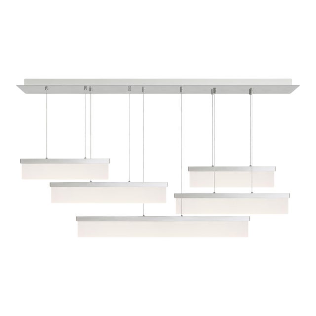 Visual Comfort Modern Sweep Linear Chandelier LED Polished Nickel For Sale