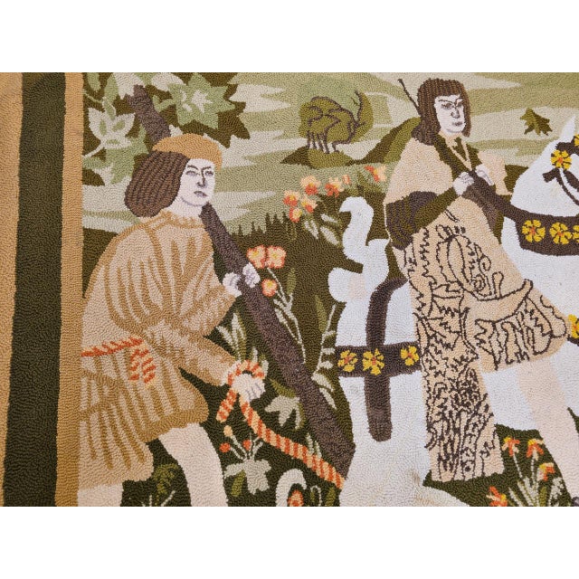 Vintage American Hand Hooked Rug, Wool & Cotton, Forest Scene Design, 4x6 For Sale - Image 9 of 14