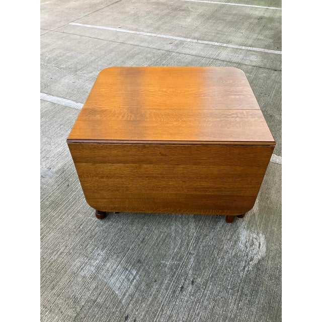 Brown Large Oak Drop Leaf Dining Table with Long Drawers, 1940s For Sale - Image 8 of 10