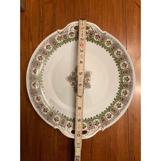 Vintage MZ (Moritz Zdekauer) Austria Dynasty Platter 10” by 10 1/2”. White center with geometric floral print. Gold...