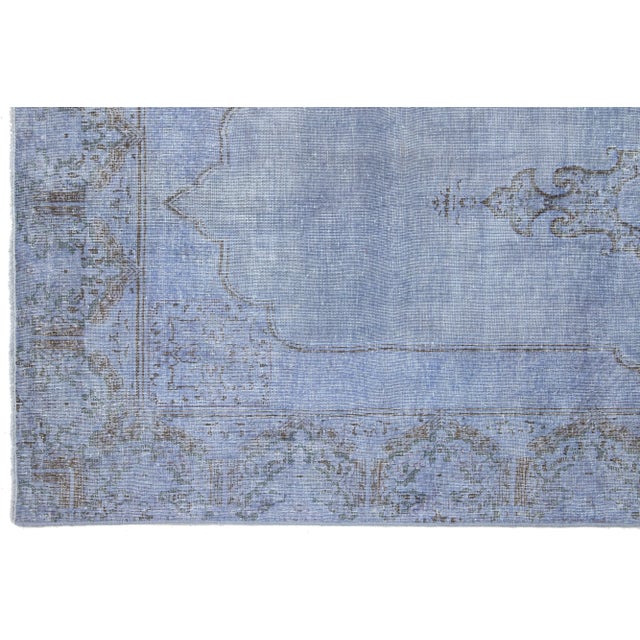 Designed Persian Overdyed Wool Rug in Light Blue For Sale - Image 9 of 9