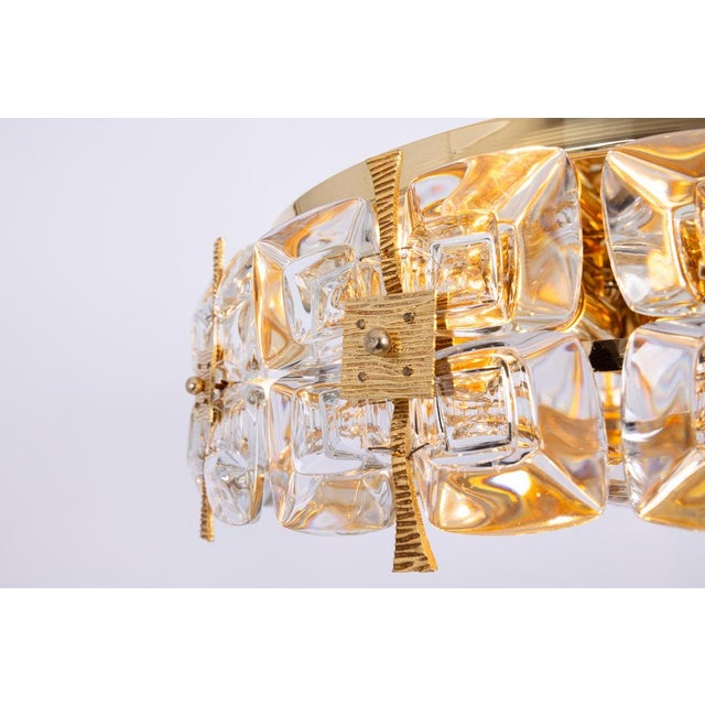 Gilt Brass and Crystal Flush Mount from Palwa, Germany, 1970s For Sale - Image 3 of 10