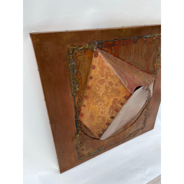 Late 20th Century Square Copper Metal Wall Sculpture For Sale - Image 5 of 6