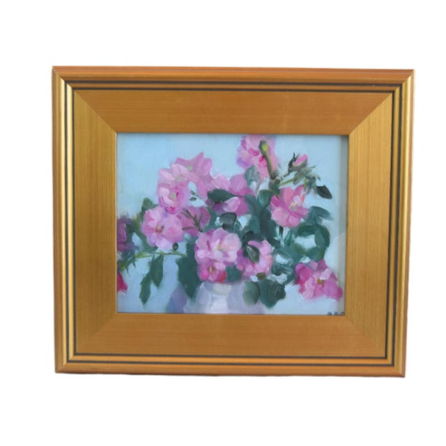 American Impressionist Pastel Floral Bouquet Floral Painting Including the Antiqued Gold Wood Frame For Sale - Image 3 of 6