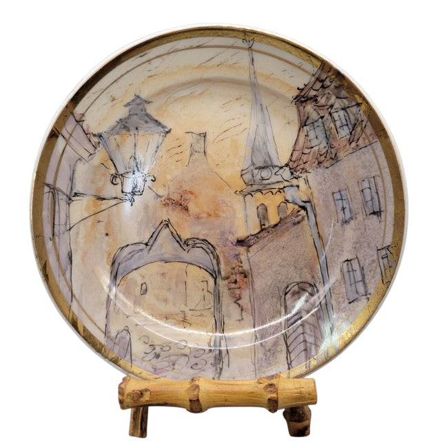 Rustic European Set of 3 Vintage C1970s Old Riga Porcelain Dishes Hand Painted by Milda Kalnina Brutane (1903-1979) For Sale - Image 3 of 17