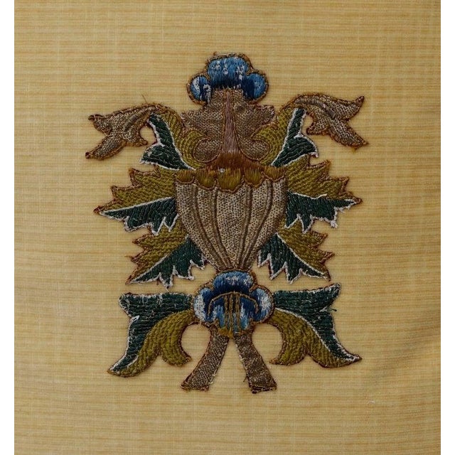 Pair of Custom Velvet Pillows With 18th Century Textile Appliqué For Sale In Los Angeles - Image 6 of 8