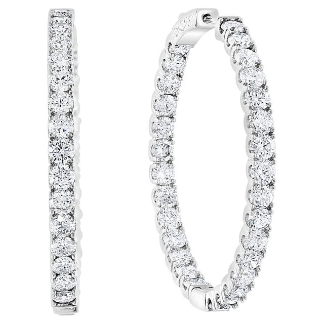10.5 Carat Diamond Inside Out Hoop Gala Cocktail Earrings in 14 Karat White Gold For Sale - Image 17 of 18