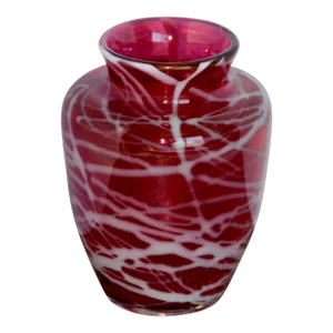 Contemporary Art Glass Vase in Cranberry and Periwinkle Signed