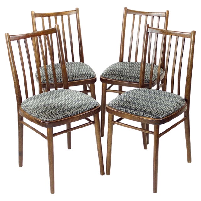 Dining Chairs in Dark Oak from Ton, Former Czechoslovakia, 1960s, Set of 4 For Sale