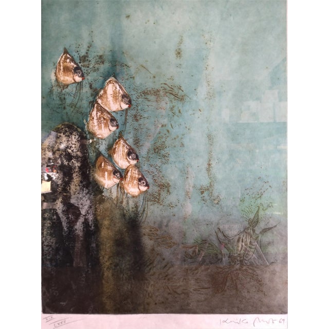 Impressionist Green Fish by Kaiko Moti Limited Edition Lithograph For Sale - Image 3 of 8