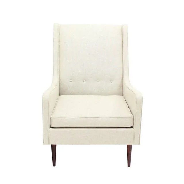 Newly upholstered in white linen most likely Paul McCobb Design mid century modern lounge chair.