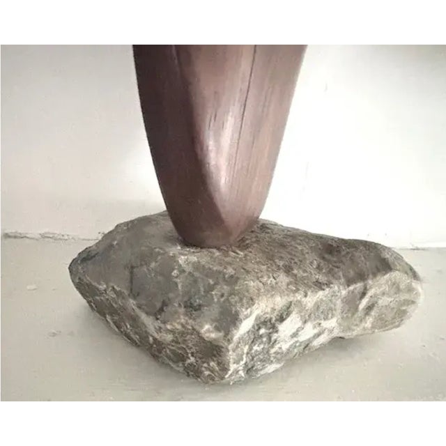 Mid Century Wood and Stone Sculpture, Decorative Object For Sale In New York - Image 6 of 6