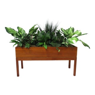 Teak Indoor Planter With Silk Plants Denmark For Sale