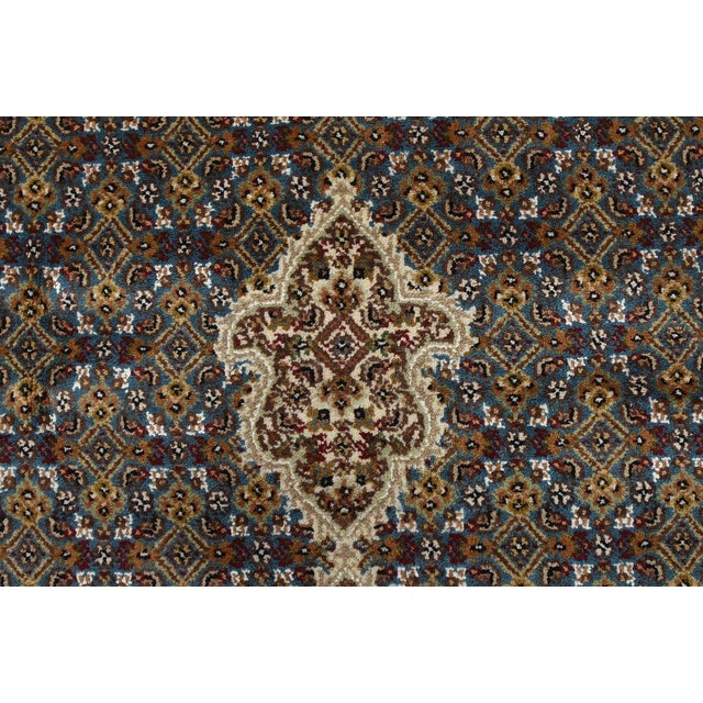 Tabriz Mahi Rug 8' X 10'3'' Blue Wool Traditional Hand-Knotted Oriental Carpet For Sale - Image 9 of 15