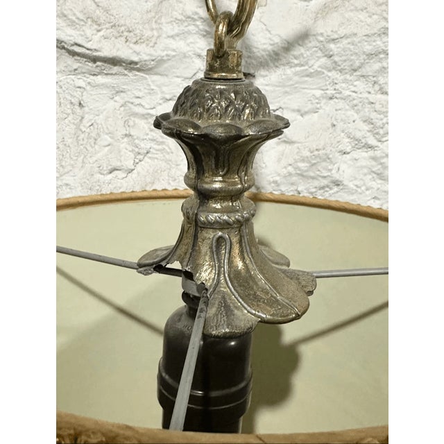 Boho Chic Vintage Boho Style Velvet Teal & Bronze Hanging Pendant Light For Sale - Image 3 of 7