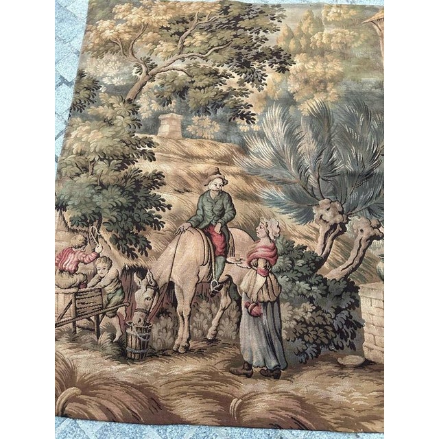 Antique French Aubusson Jacquard Tapestry Village, 1970s For Sale - Image 4 of 18