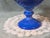 Vintage Mid-Century Modern Fenton Periwinkle Blue Diamond Lace One Horn Epergne For Sale In Houston - Image 6 of 6