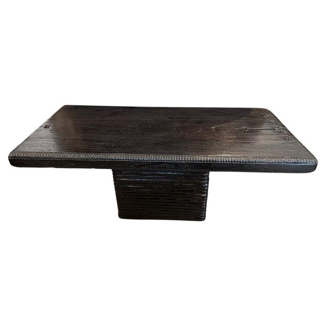 Andrianna Shamaris Impressive Minimalist Carved Teak Wood Coffee Table For Sale - Image 15 of 18