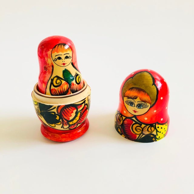 Wood Russian Nesting Dolls - Set of 5 For Sale - Image 7 of 8