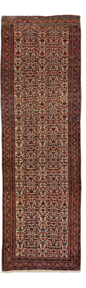 Antique Persian Bidjar Handmade Allover Floral Multicolor Wool Runner