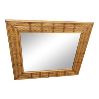 Mid Century Style Bamboo & Wicker Mirror For Sale