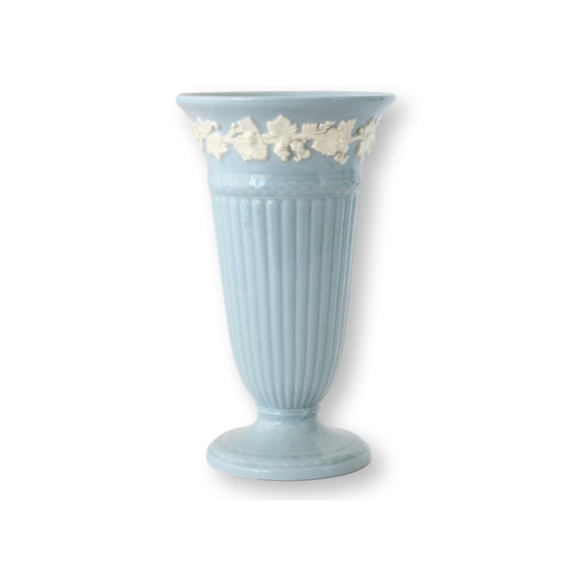English Wedgwood Queensware Blue Vases, a Pair For Sale - Image 3 of 5