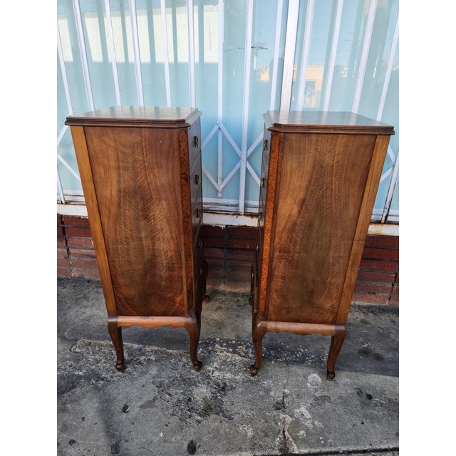 Wood 1950s Pair of Tall Chests Drawers For Sale - Image 7 of 7