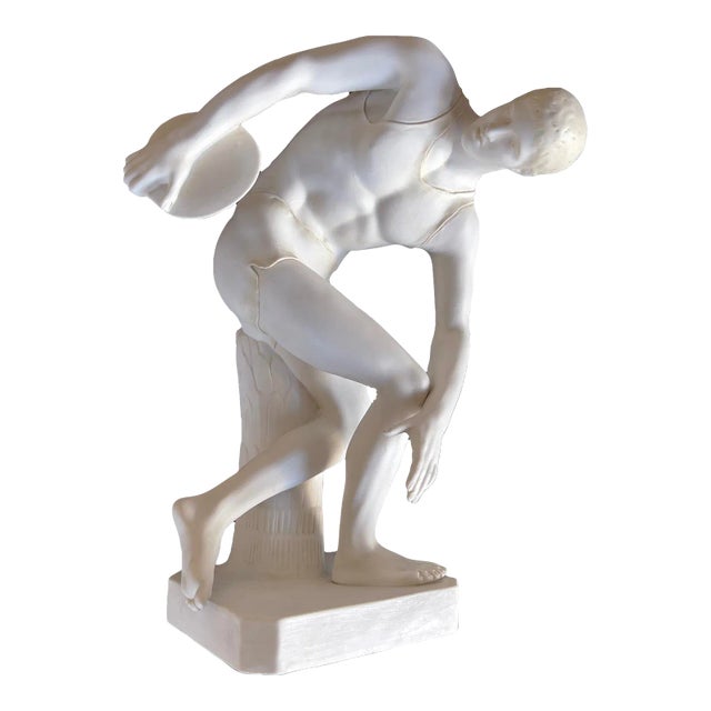 1910s Defined Italian Bisque Figure of a Discus Thrower For Sale