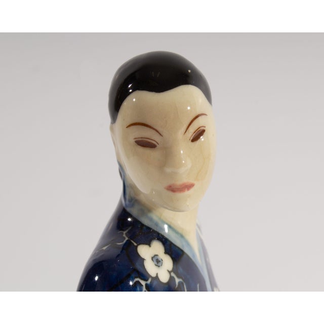 Blue Gort Bone China Figurine of Woman and Crane For Sale - Image 8 of 8
